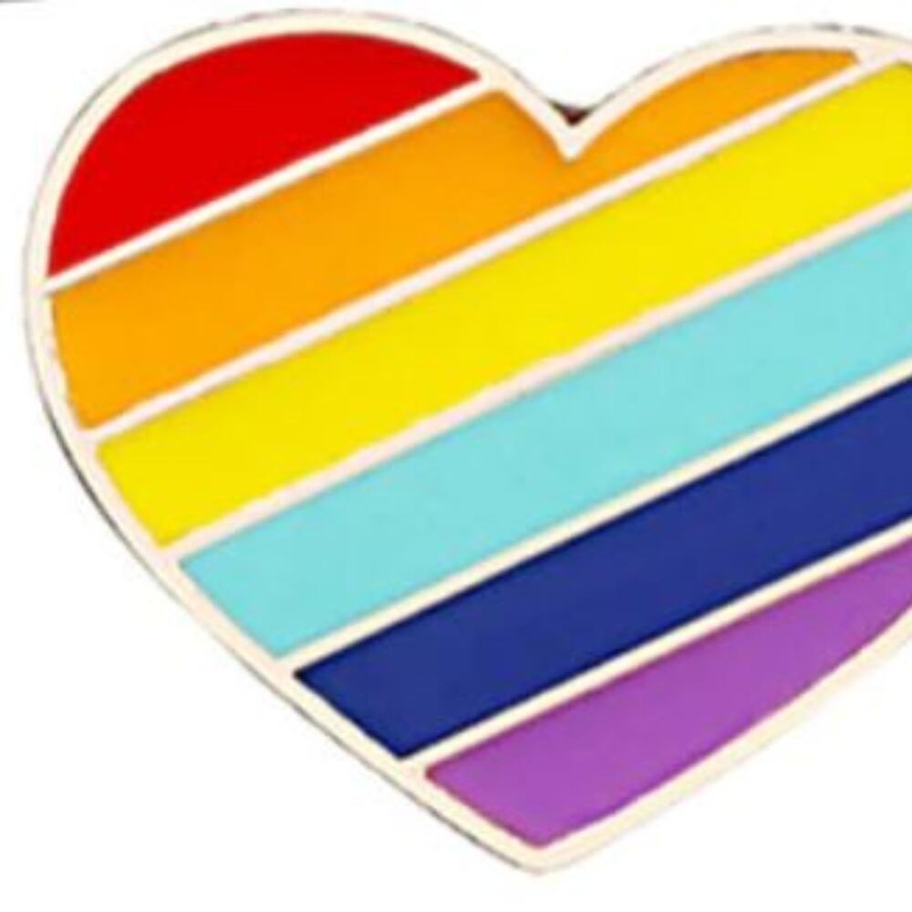 Pride Heart Shaped Rainbow Pin Brooch - Picture 2 of 3